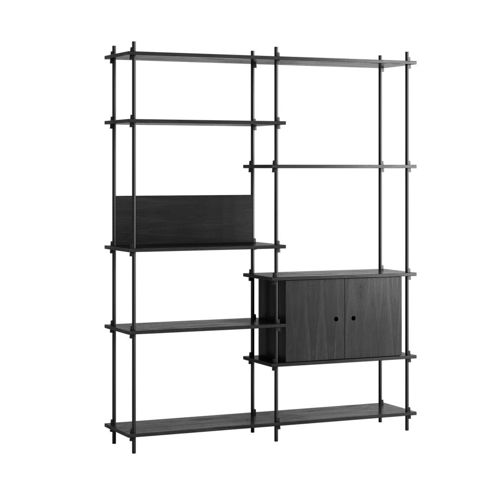Shelving System hylla med skåp, Black, 163x200x35 cm, S.200.2.C