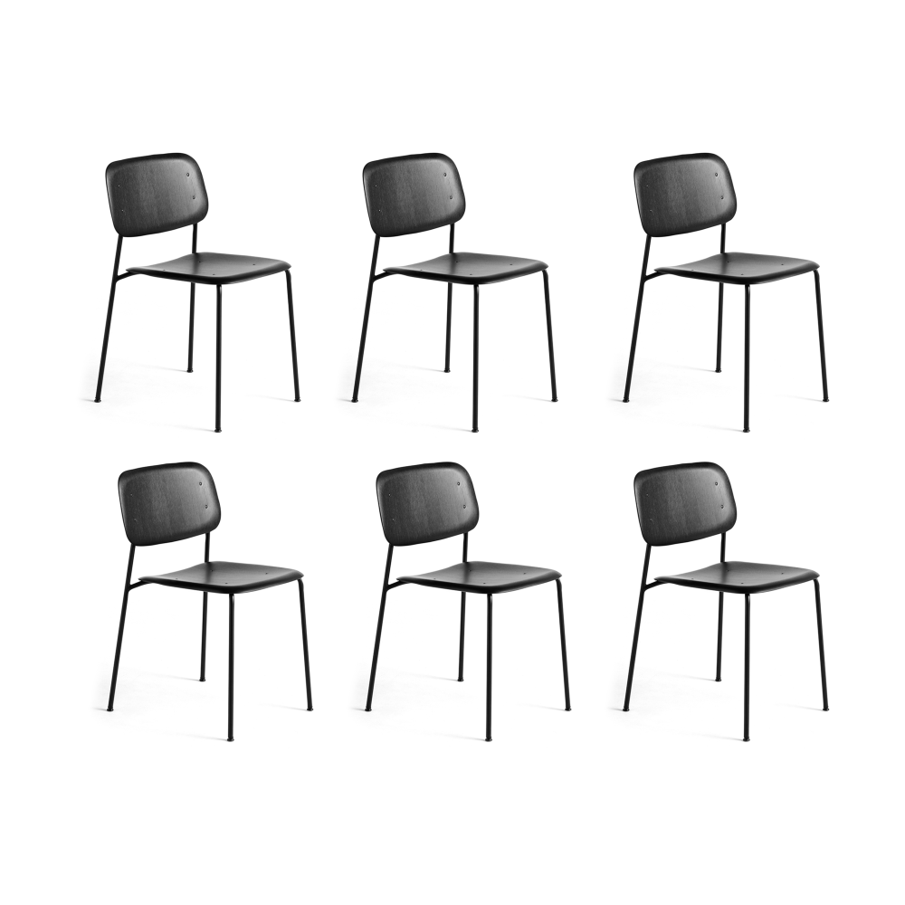 Soft Edge 40 stol, Black oak-svart stålstativ, 6-pack