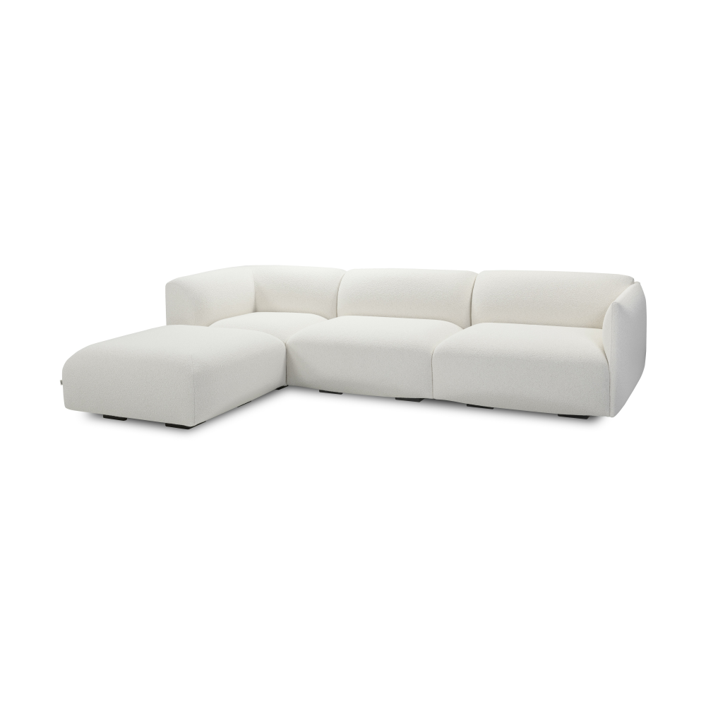 Origami Soffa 3-sits divan vänsterställd, Orsetto 0011 vit-svarta ben