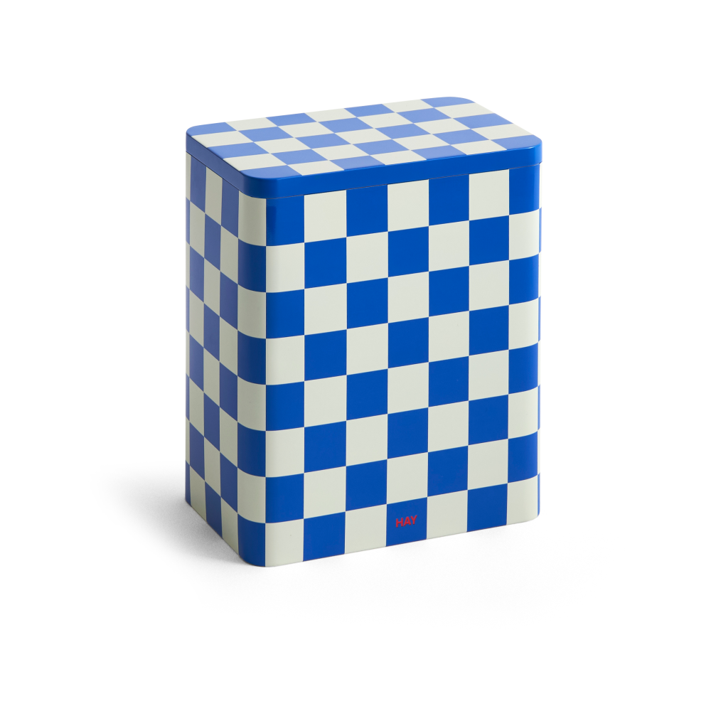 Tin Container förvaringsburk large, Blue-off white