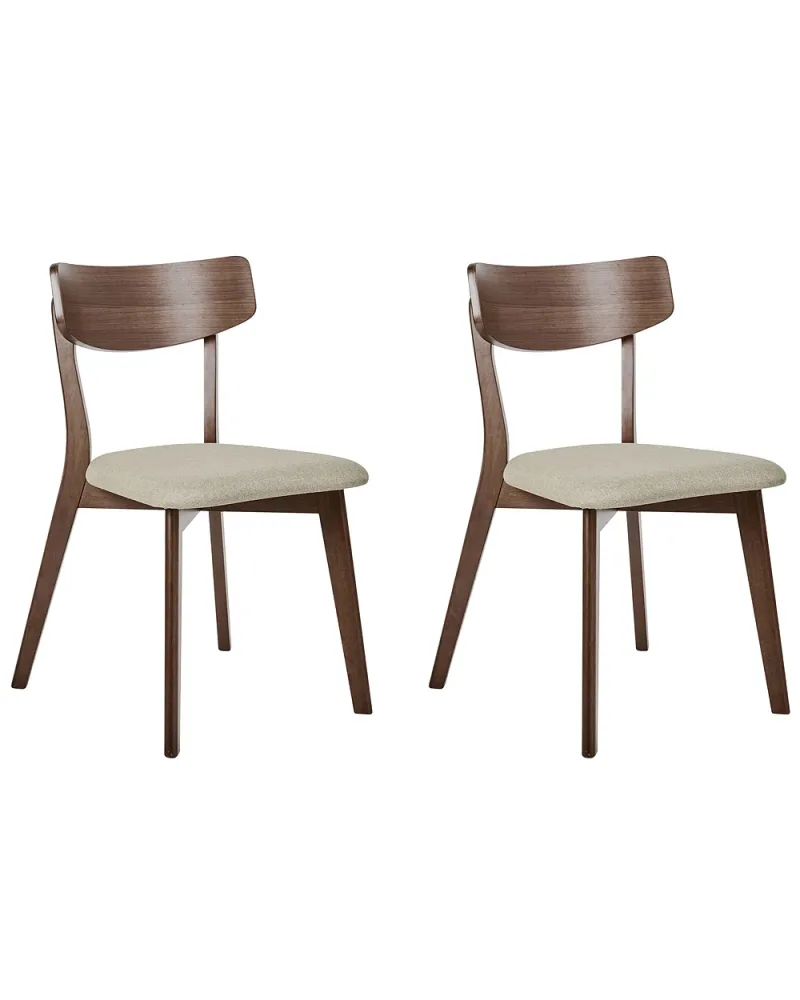 Set med 2 matstolar HOLLY Trä Brun/ Beige