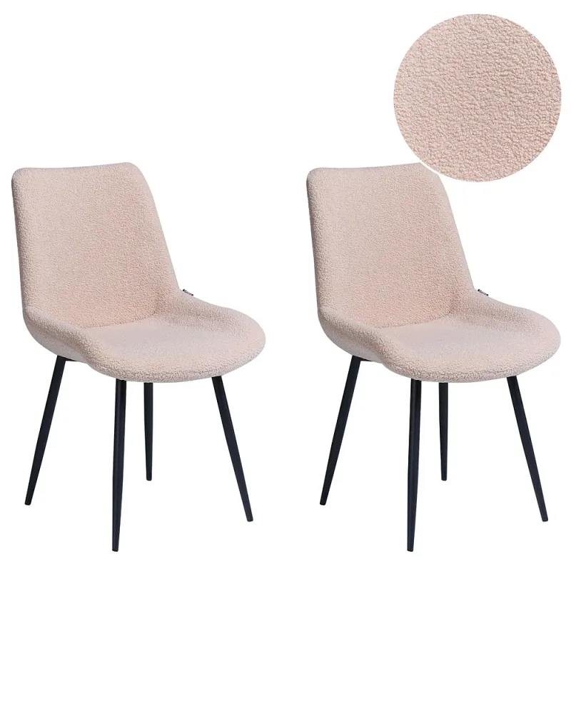 Set med 2 matstolar AVILLA Bouclé Beige
