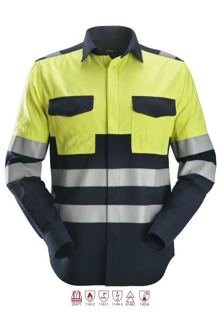 Snickers Workwear 8563 ProtecWork Svetsskjorta varsel, gul/marinblå L