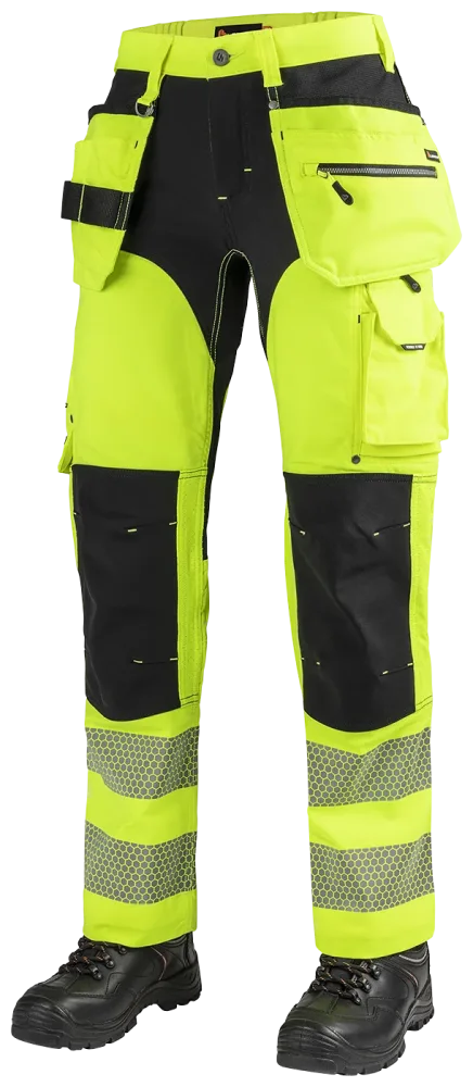 L.Brador 1072PB-W Arbetsbyxa hi-vis gul/svart, dam, klass 2 C38