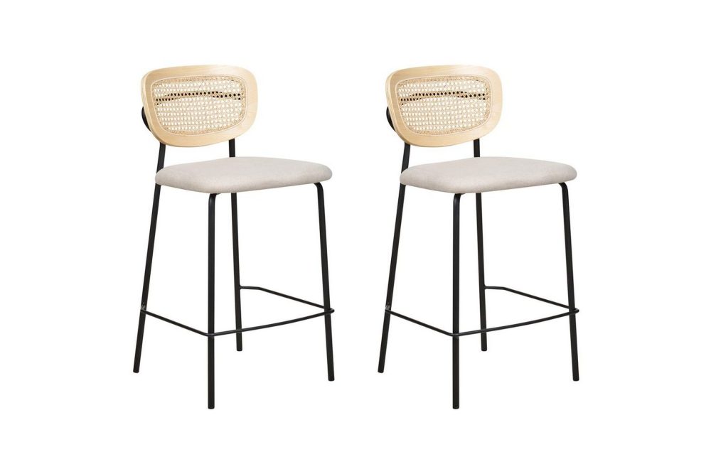 Barstol Mayetta set om 2 Natur-Beige-Svart