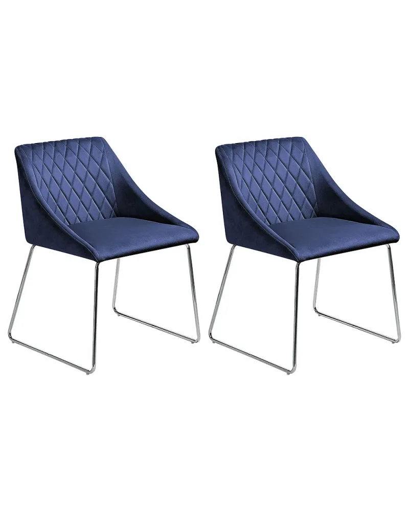 Set med 2 matstolar ARCATA Sammet Marinblå