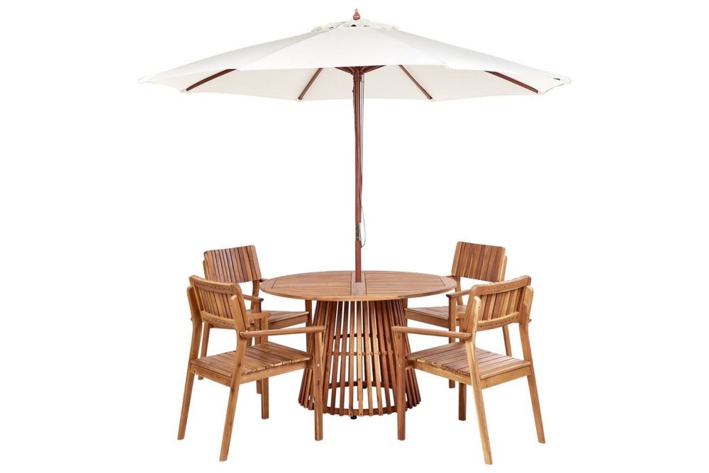 Matsalsset Agello Ljus trä/beige, 4-Sits, Ja