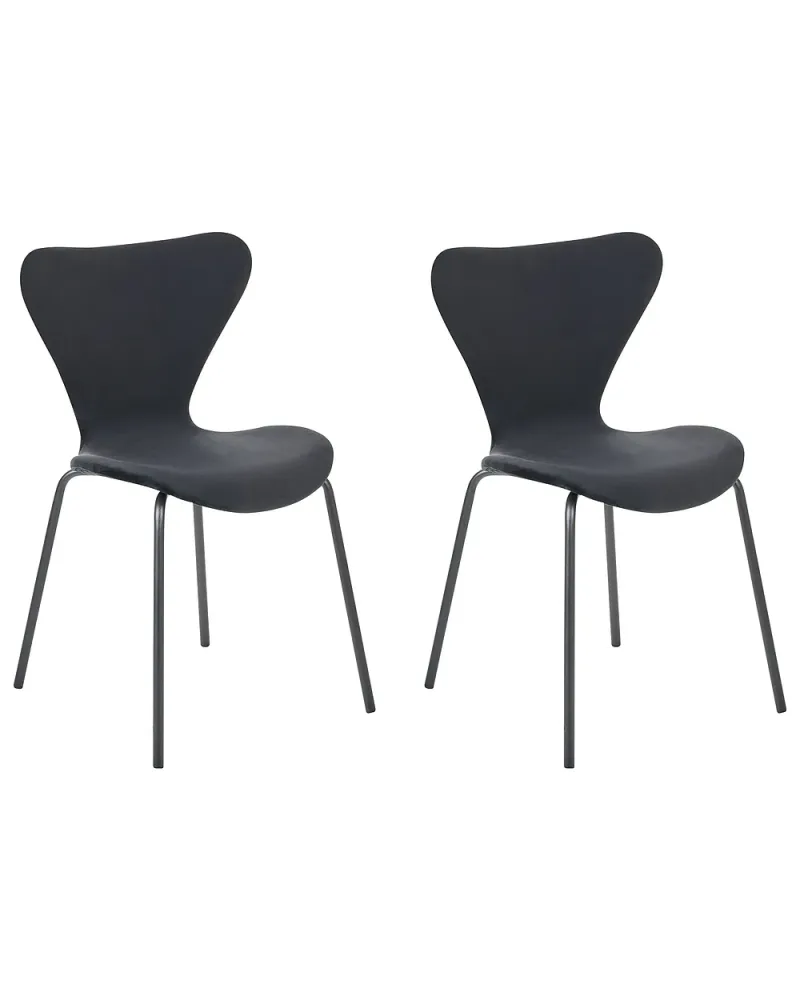 Set med 2 matstolar BOONVILLE Sammet Svart