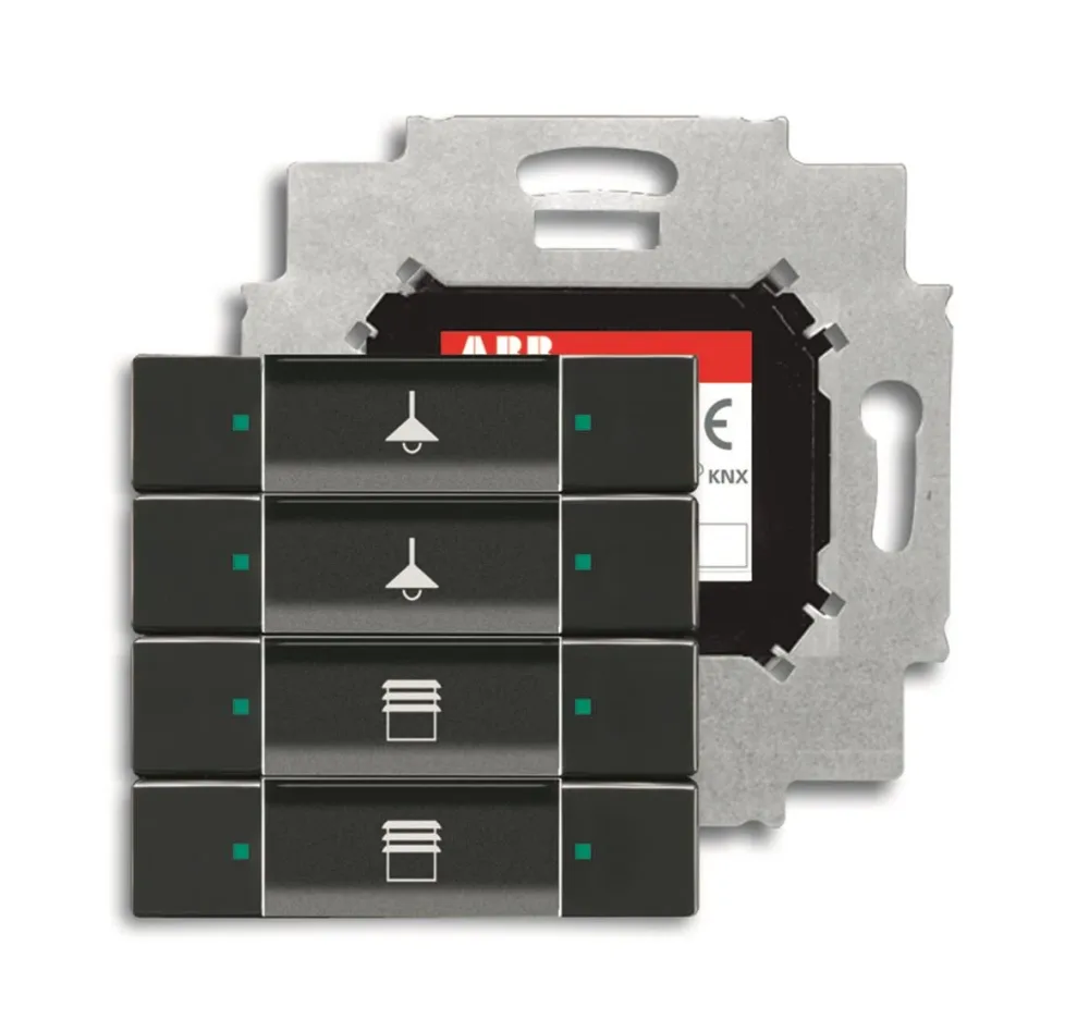 ABB Impressivo 6117-0-0230 Tryckknapp 4-polig knapp, med busskopplare, KNX Vit (matt)