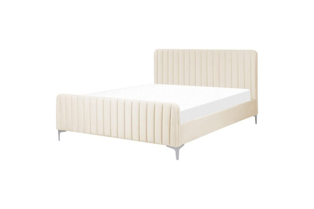 Dubbelsäng Lunan med lamellram Beige-Silver, 160x200 cm