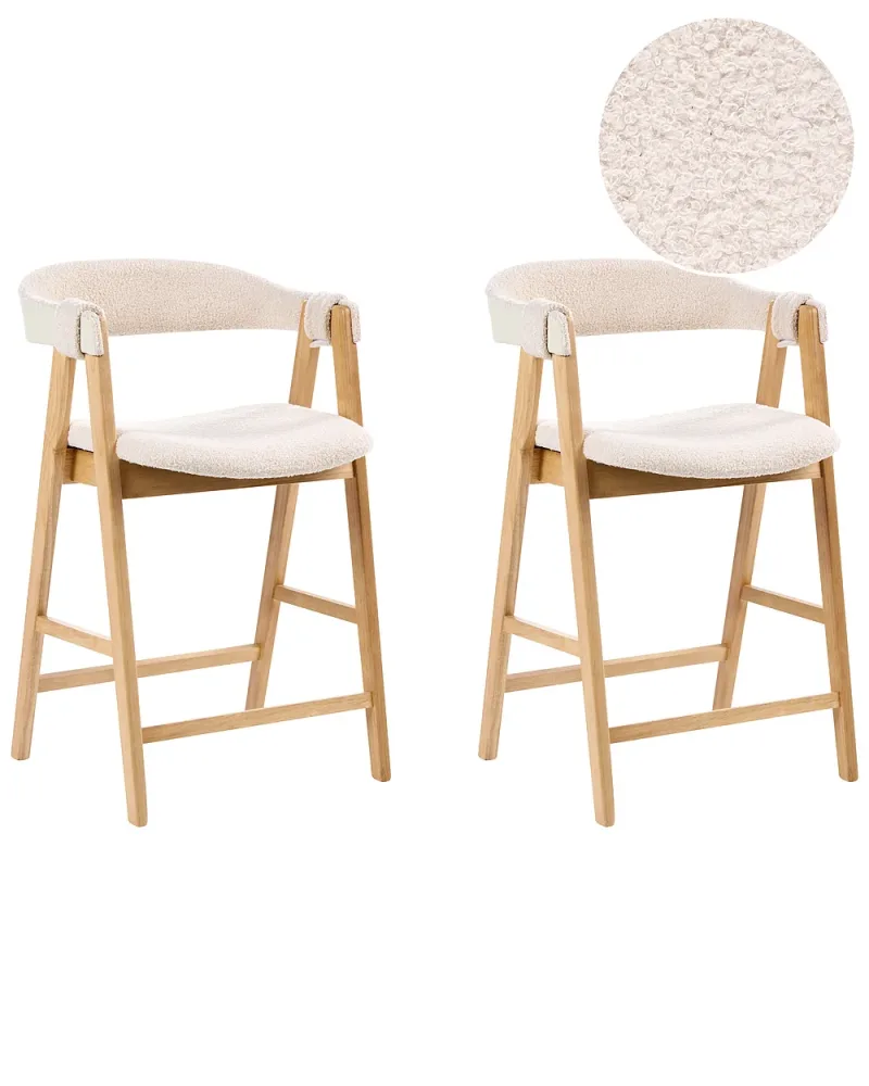 Set med 2 barstolar DAY Bouclé Ljusbrun/ Ljusbeige