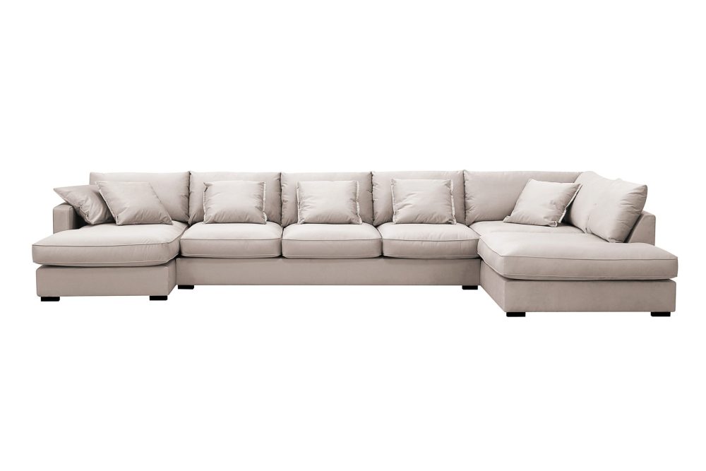 Rossita Lyx 6-sits Högervänd U-formad Extra djup Soffa med Divan och Schäslong i Sammet
