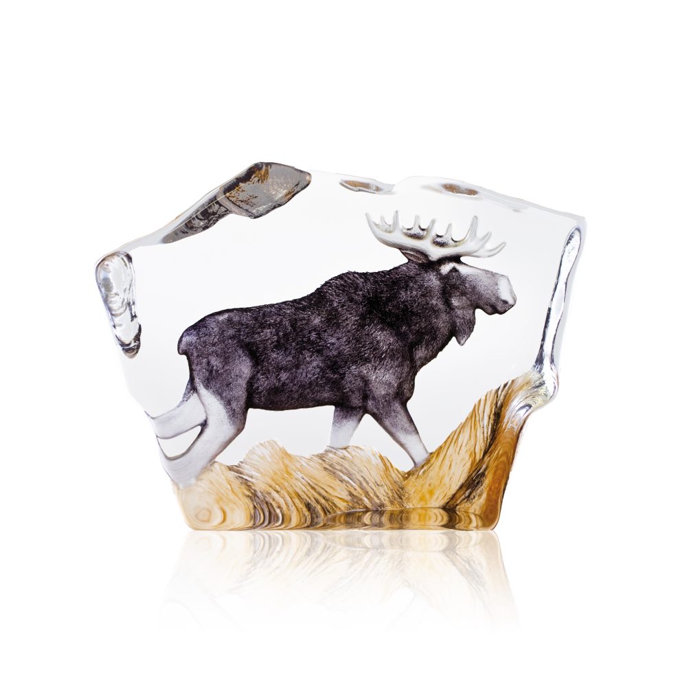 Älg glasskulptur, 12x16,5 cm