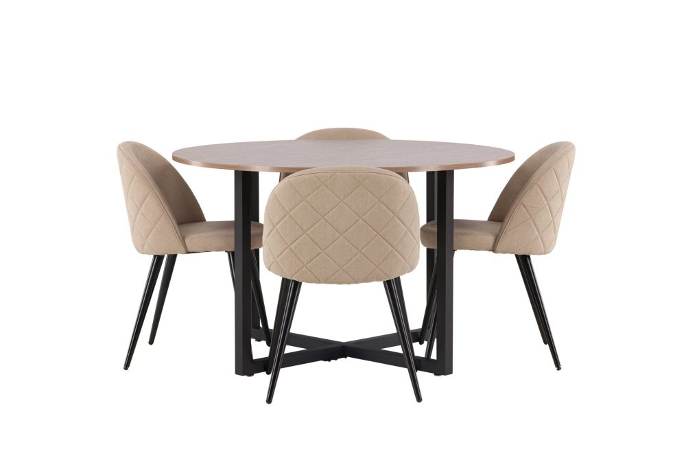 Durango Matgrupp 120 cm Rund med 4 Velvets Stolar