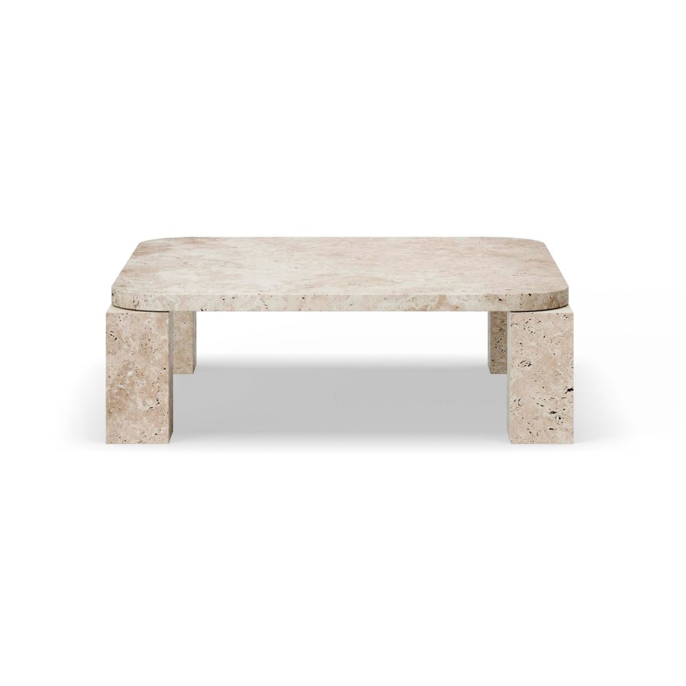 Atlas soffbord 82x82 cm, Unfilled Travertine