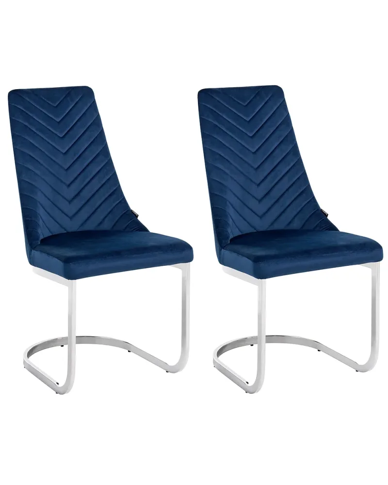 Set med 2 matstolar ALTOONA Sammet Marinblå