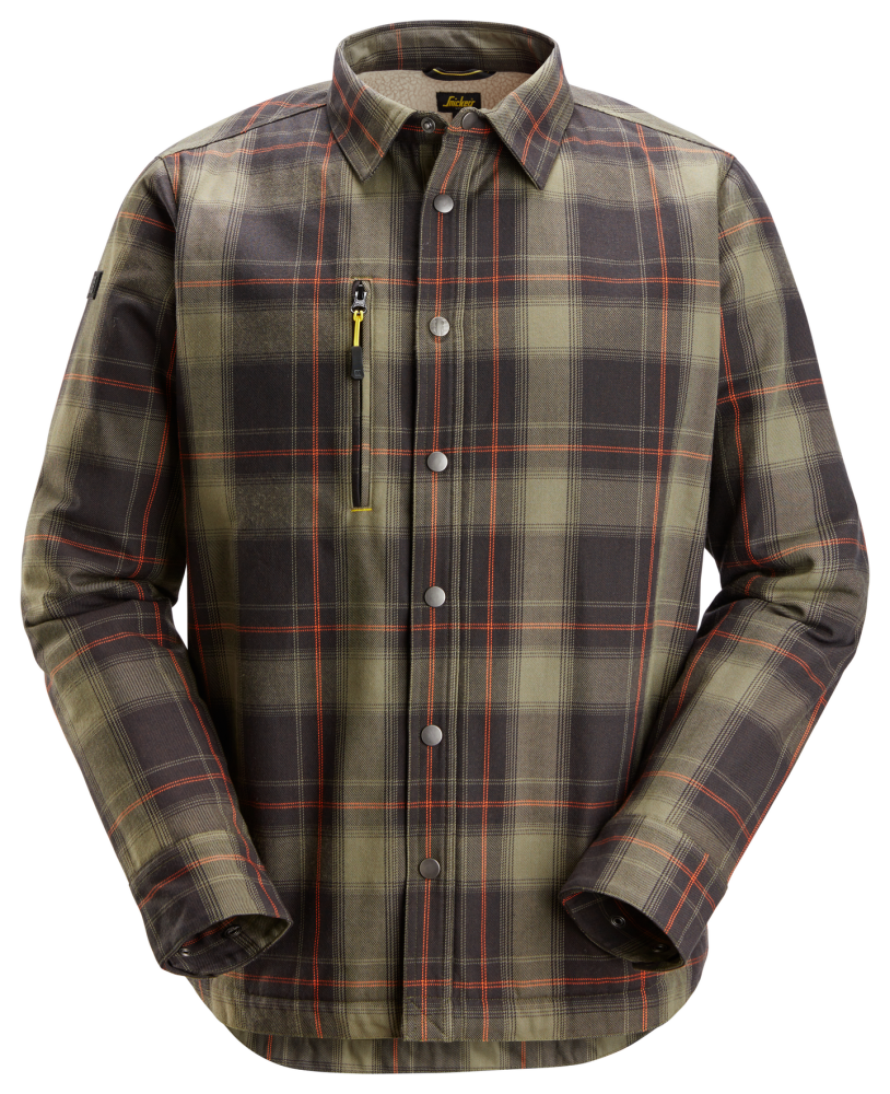 SKJORTA SNICKERS WORKWEAR FODRAD AW KHAKI, GRÖN/SVART STL M