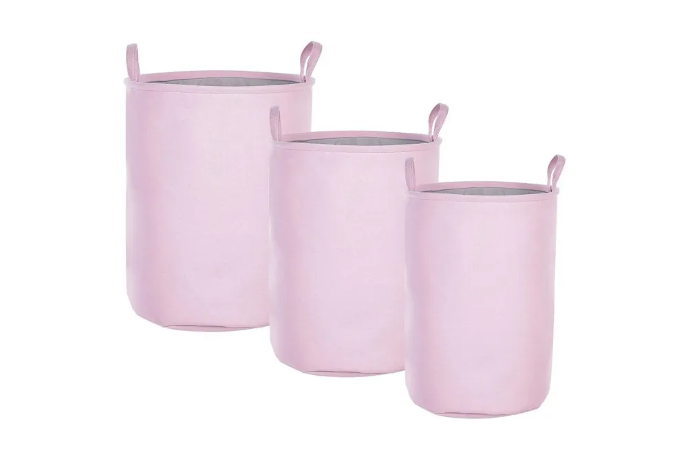 Tvättkorgar Archa set om 3 Rosa/grå