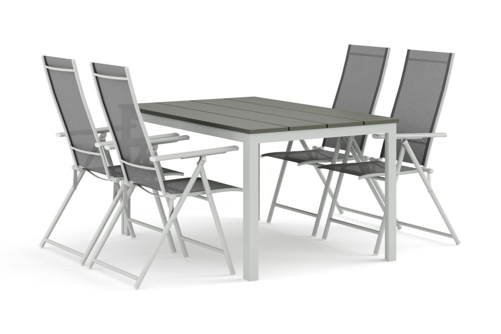 Tunis utomhus matgrupp 140x90 cm med 4 Sanna positionsstolar