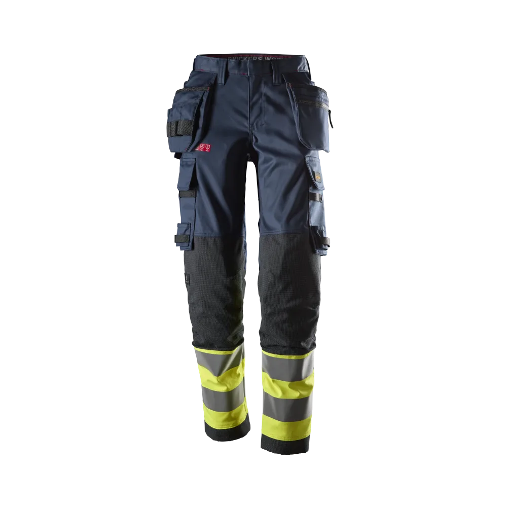 Snickers Workwear ProtecWork 6767 Varselbyxa varsel, marinblå/gul, dam, klass 1, flamskydd 34