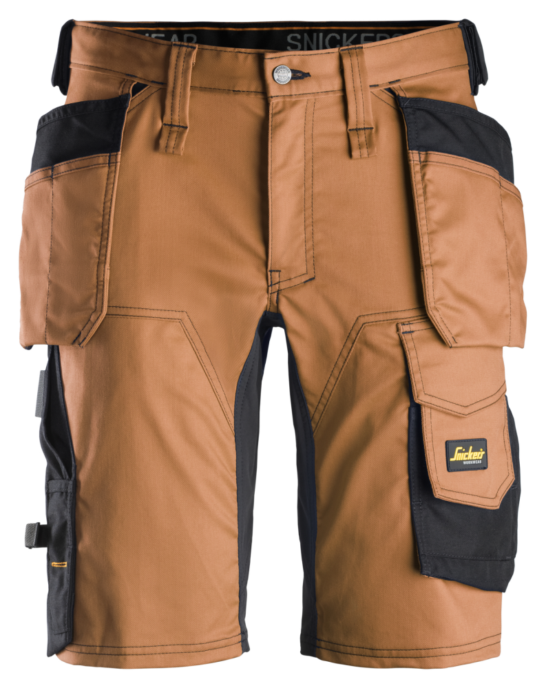 SHORTS SNICKERS WORKWEAR STRETCH + HF AW, BRUN/SVART STL 54