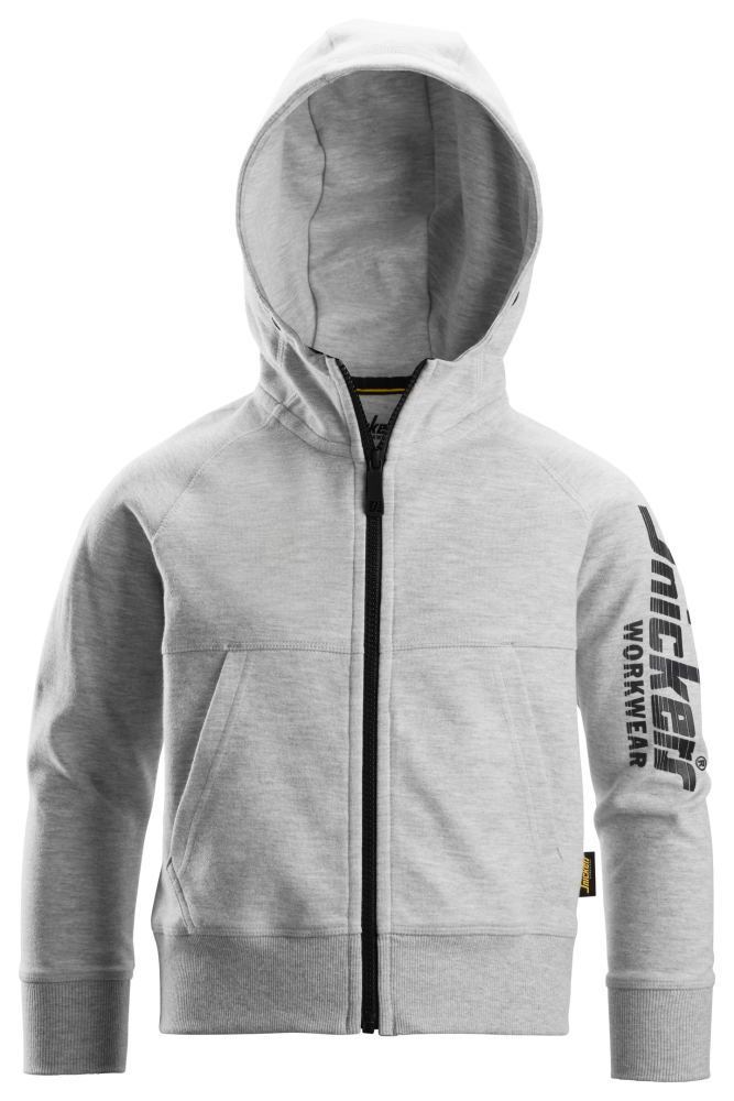 HUVTRÖJA SNICKERS WORKWEAR LOGO ZIP JUNIOR, GRÅMELERAD STL 110/116