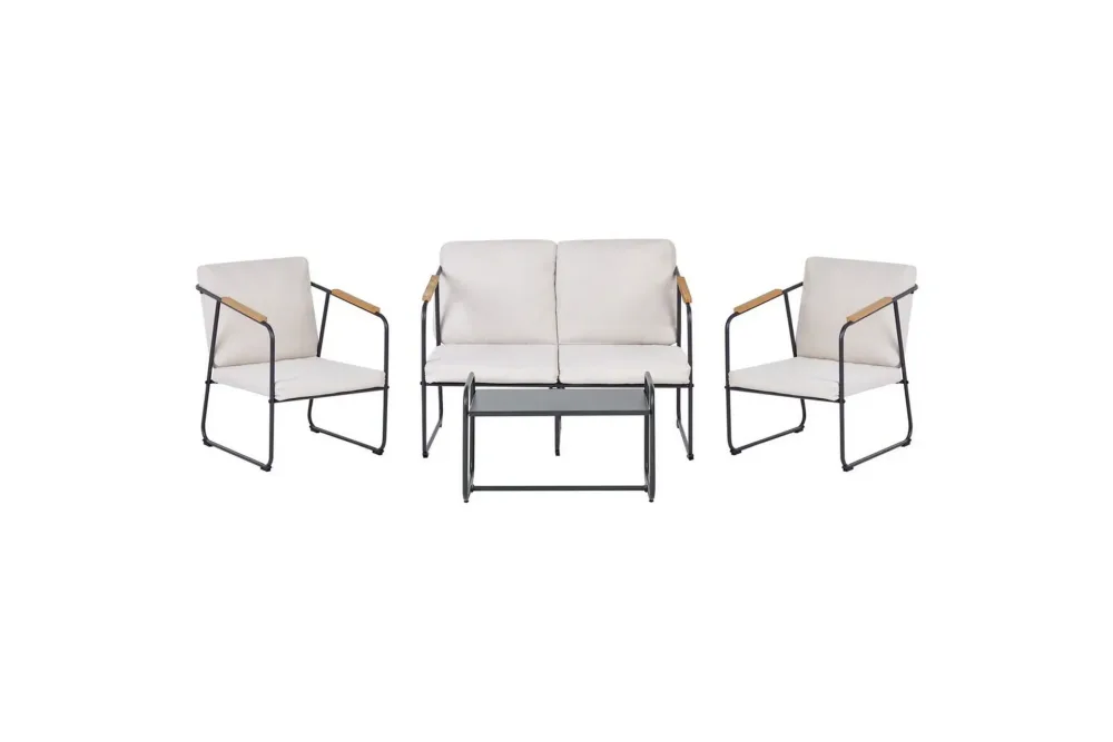 Loungegrupp Vezzana Beige/ljust trä/svart