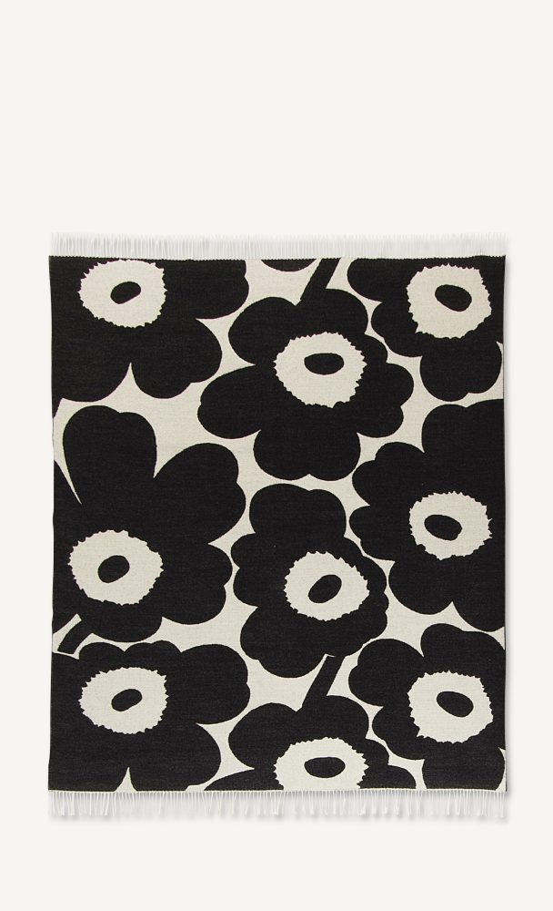 Unikko pläd 130x180 cm, Vit-svart
