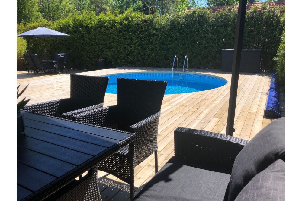 Planet Pool Stålväggspool Premium Rund 3,5x1,2m Inbyggd L:Bl