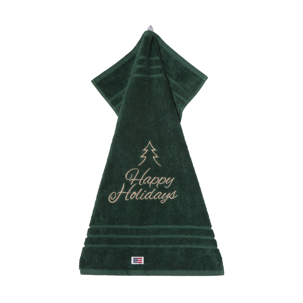 Happy Holidays Juniper ekologisk handduk 50x70 cm, Green-Light Beige