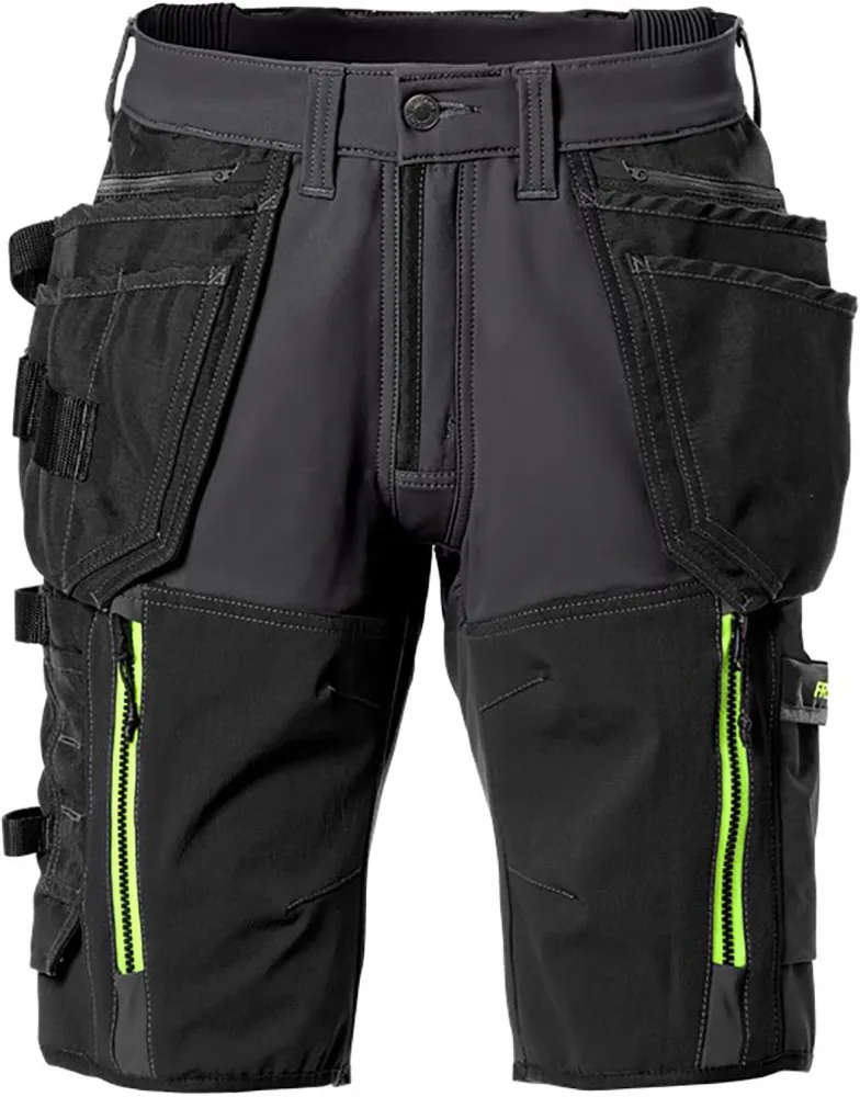 Fristads 2567 STP Arbetsshorts svart, gul C56