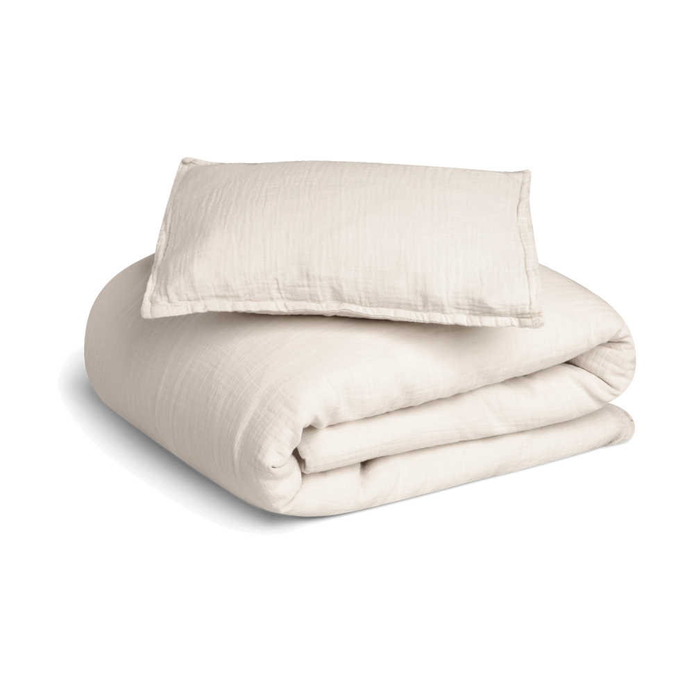 Eggshell Muslin bäddset junior, 100x130 cm/35x55 cm