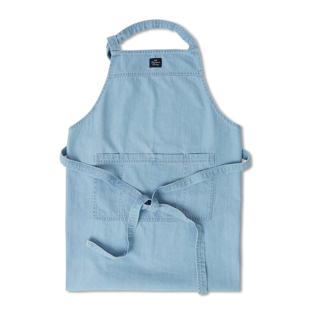Washed denim förkläde 80x105 cm, Light blue Denim