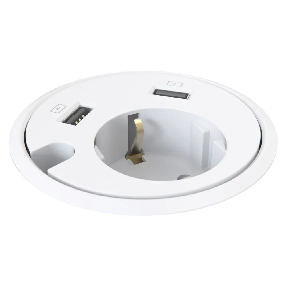 Kondator Powerdot PD14 Bordsuttag Schuko + USB/A Vit