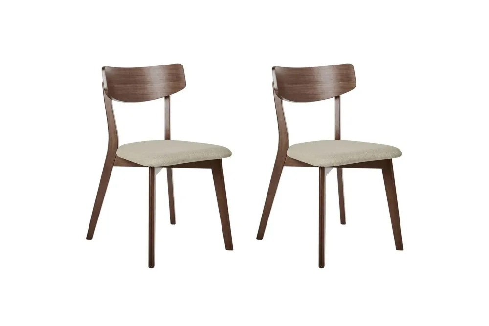 Matsalsstol Hope set om 2 Mörk Trä-Beige