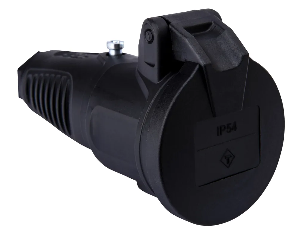 Gelia 4003005232 Skarvuttag IP44, svart med fjädrat lock
