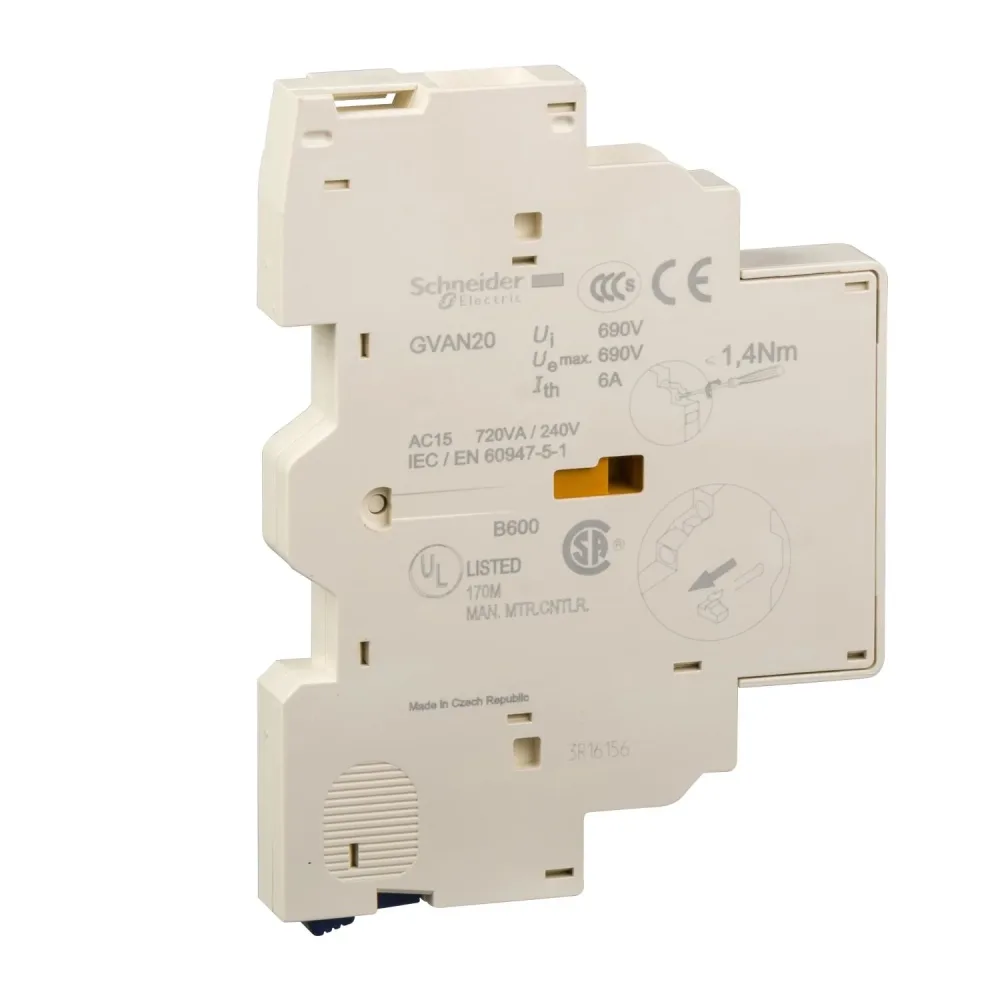 Schneider Electric GVAN11 Hjälpkontaktblock sidomonterade, skruvanslutning 1 NO-kontakt, 1 NC-kontakt - Bild 2