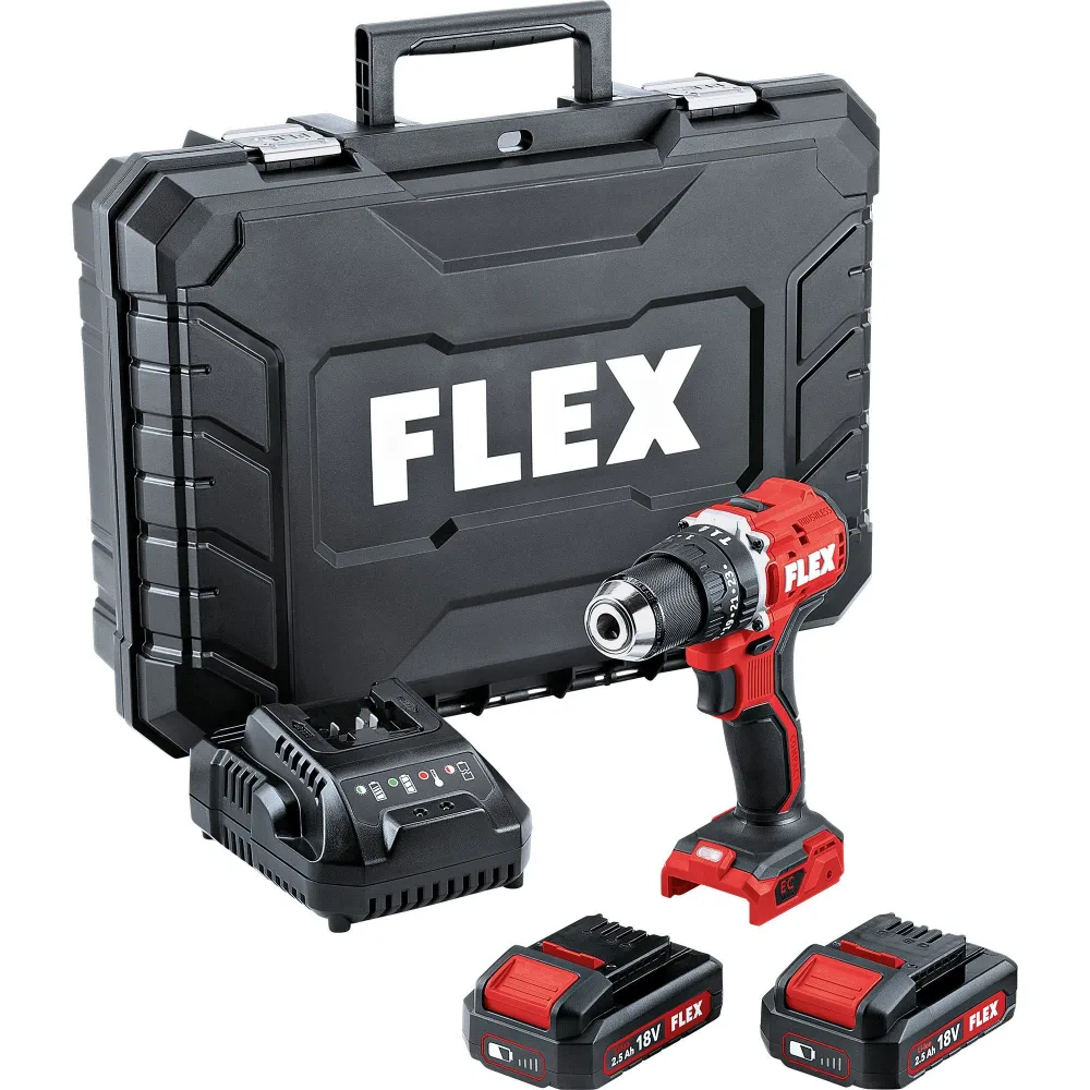 Flex PD2G 18.0-EC LD SET Borrskruvdragare med 2 st 2,5 Ah batterier & laddare