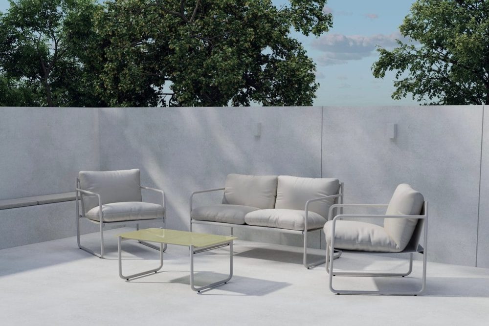 Soffgrupp Thassos 2-sits Soffa + 2 Fåtöljer med bord Utomhus