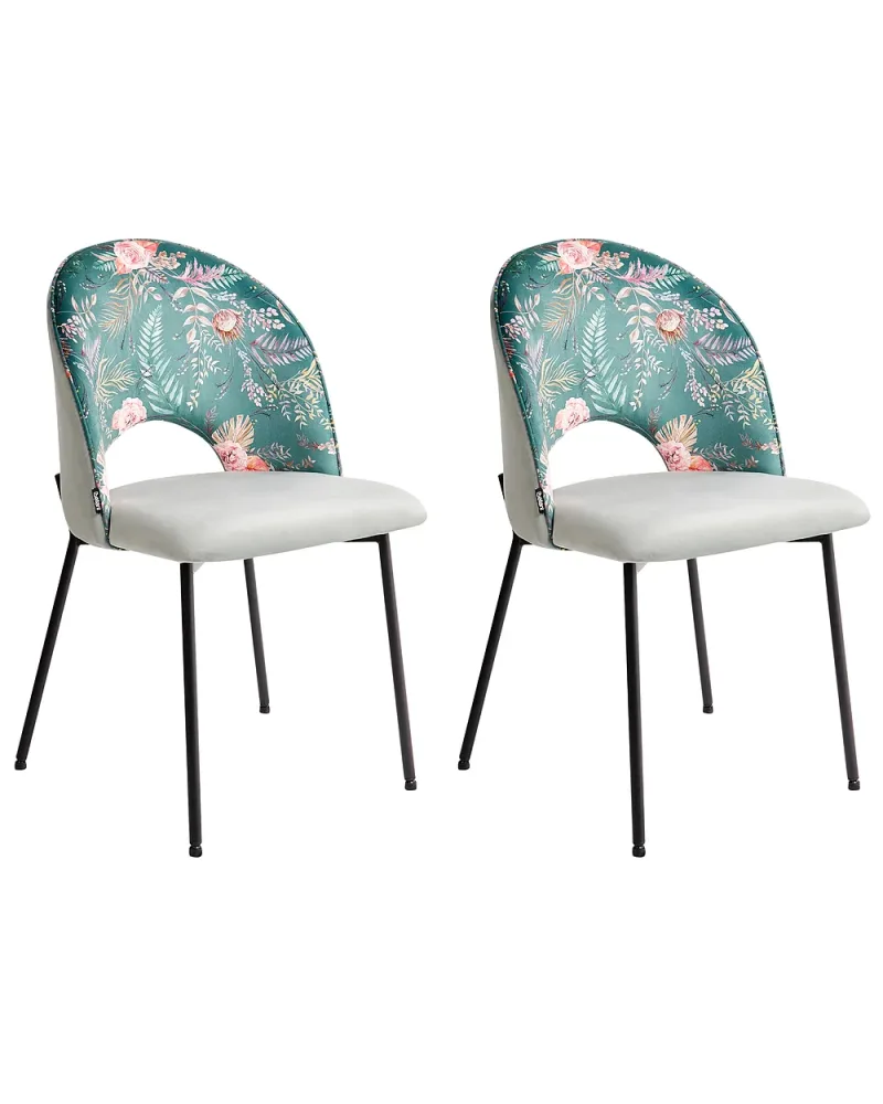 Set med 2 matstolar COVELO Sammet Mintgrön