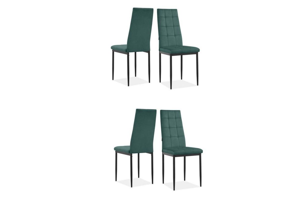 Matstol Becca set om 4 Sammet/metall, Mörkgrön