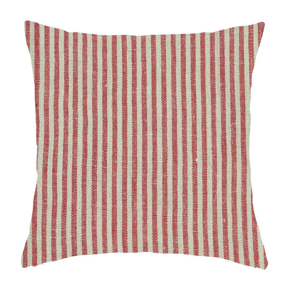 Rough Linen Stripe kuddfodral 45x45 cm, Röd