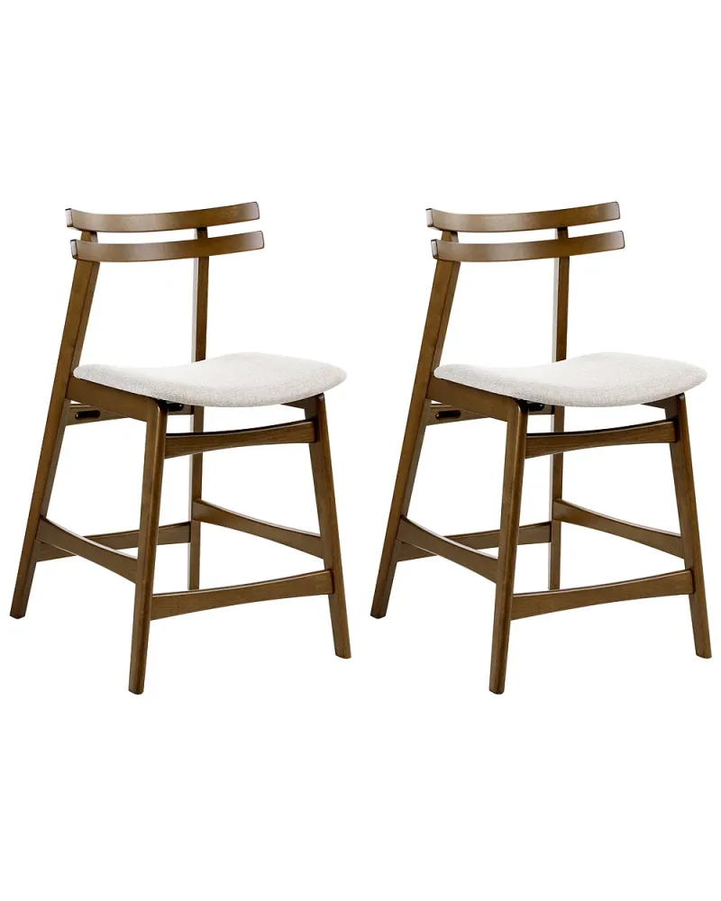 Set med 2 barstolar CYNTHIANA Trä Brun/ Ljusbeige