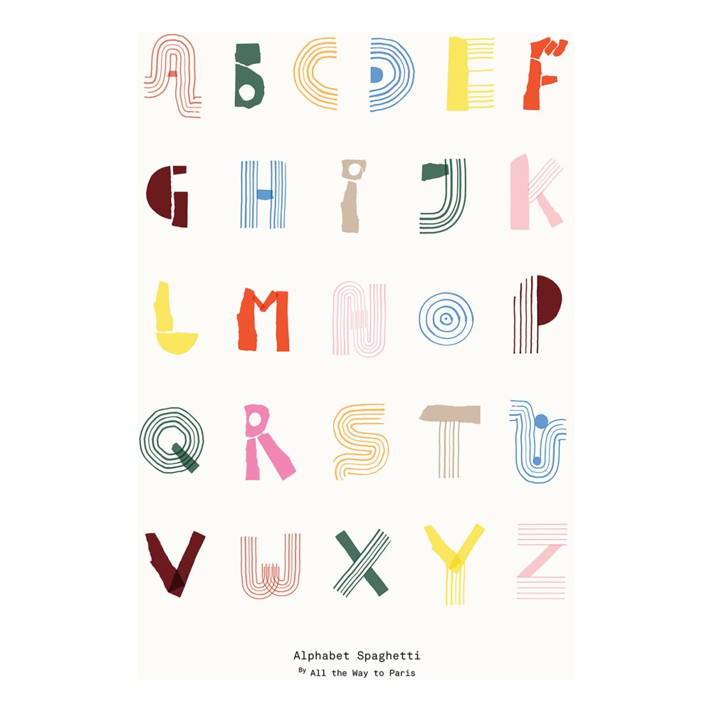 Alphabet Spaghetti ENG Multi-colour poster, 50x70 cm