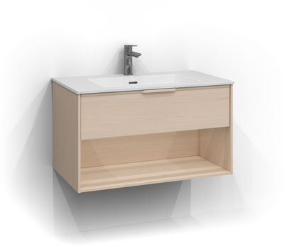 TVÄTTSTÄLLSSKÅP SVEDBERGS EPOS RELIEF VIT ASK 1LÅD ÖPPEN INTHT 80X45,3X45CM