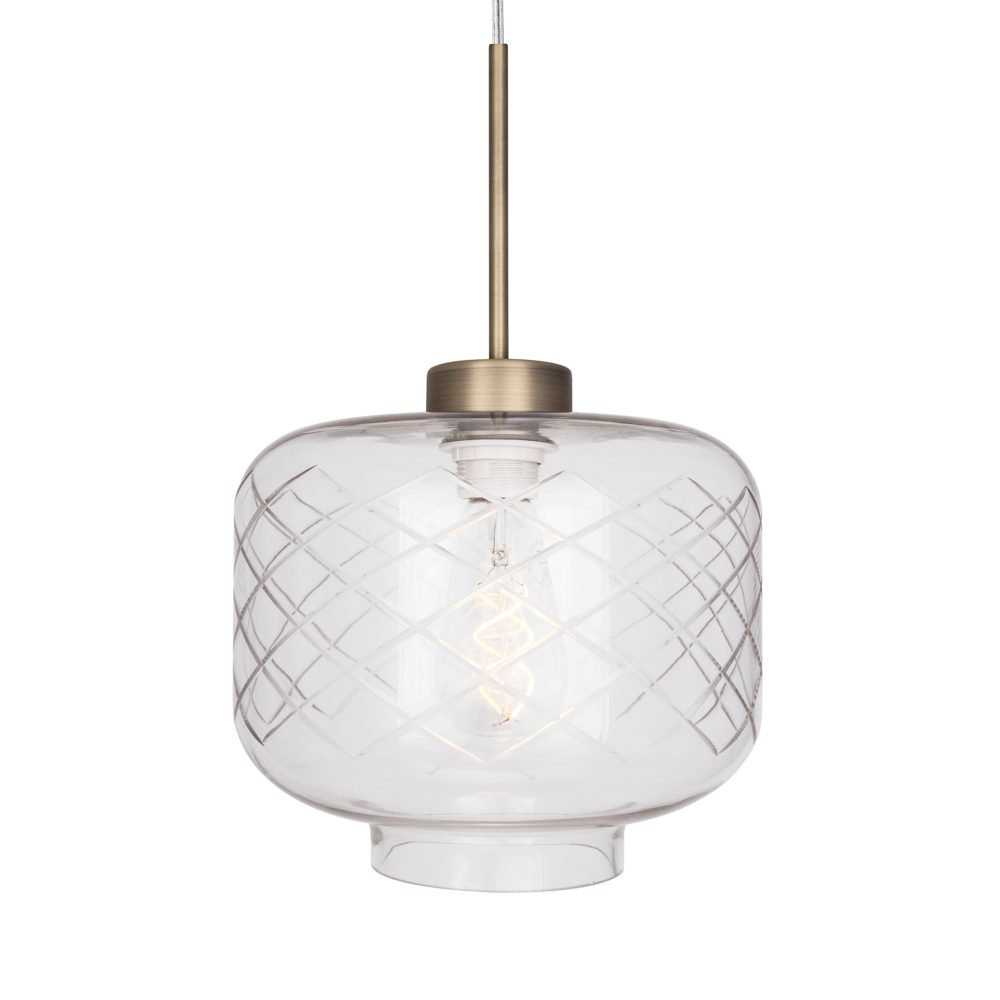 Ritz taklampa slipat glas, Antik mässing