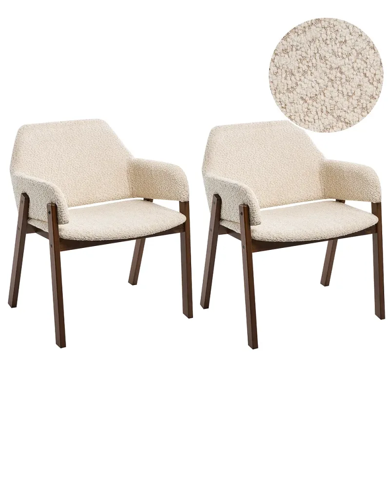 Set med 2 matstolar ALBION Bouclé Ljusbeige