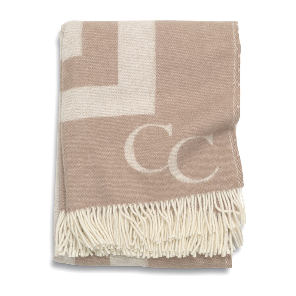 Monogram ullpläd 130x200 cm, Beige