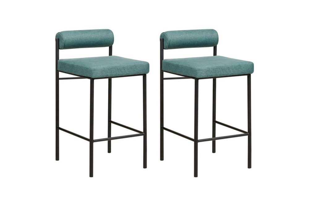Barstol Amaya set om 2 Blågrön-Svart, Polyester