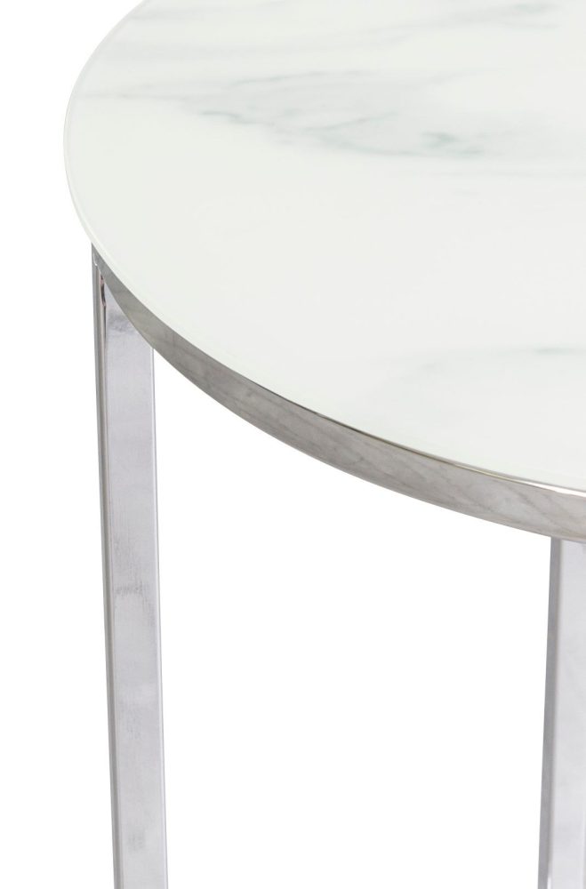 Palasso runt Lampbord Ø40 cm - Krom / Ljus marmorering